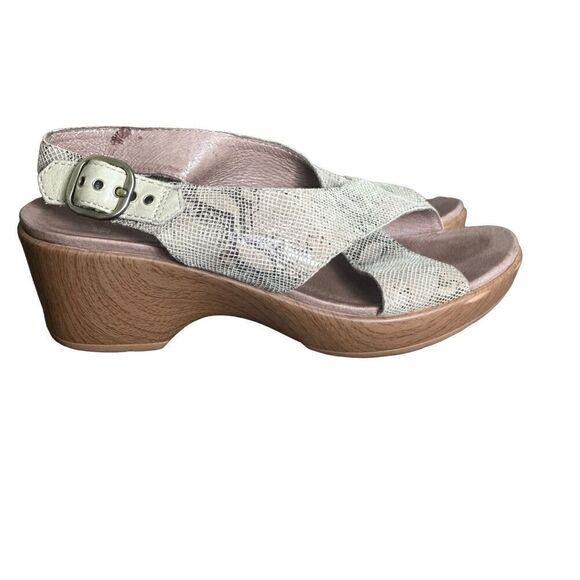 Dansko Jacinda Taupe Snake Slingback Sandals Size 38. US Size 7.5 - 8 - Picture 5 of 15